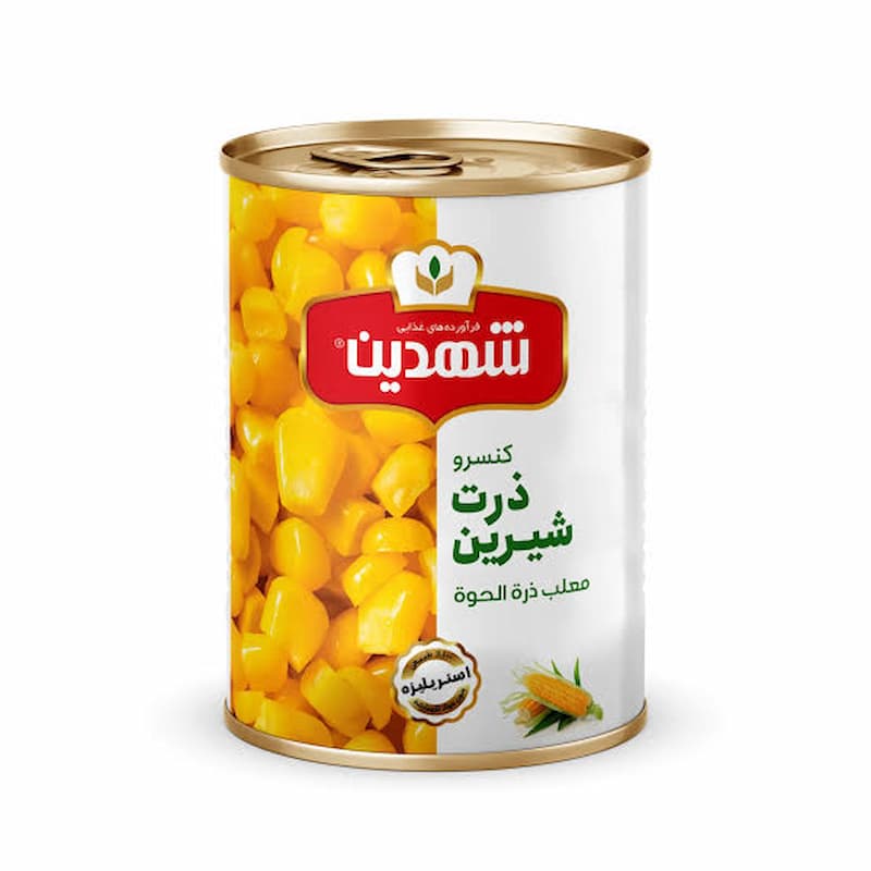 کنسرو ذرت شیرین شهدین تهیه شده از ذرت شیرین تازه